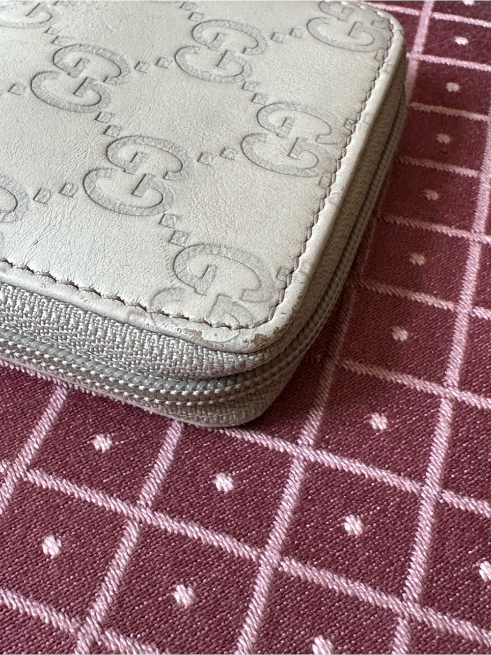Gucci Guccissima Leather Zip Coin Wallet Ivory GG Compact Mini Wallet Italy - Picture 9 of 13